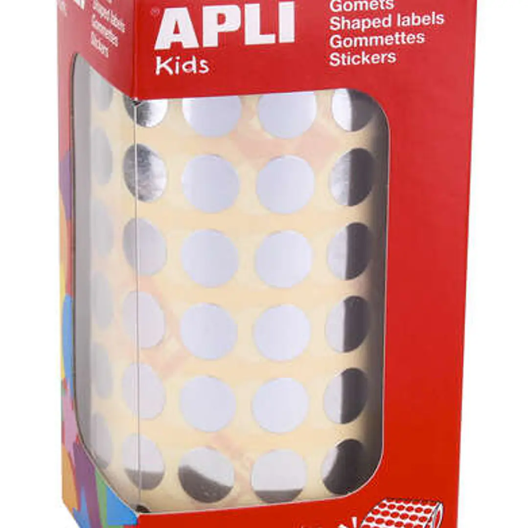 Apli Gomets Redondos Plata Metalizado - Ø 10.5mm - 5192 Unidades por Rollo - Desarrolla Habilidades y Capacidades en Niños 1