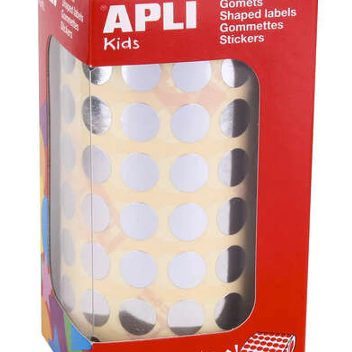 Apli Gomets Redondos Plata Metalizado - Ø 10.5mm - 5192 Unidades por Rollo - Desarrolla Habilidades y Capacidades en Niños 1