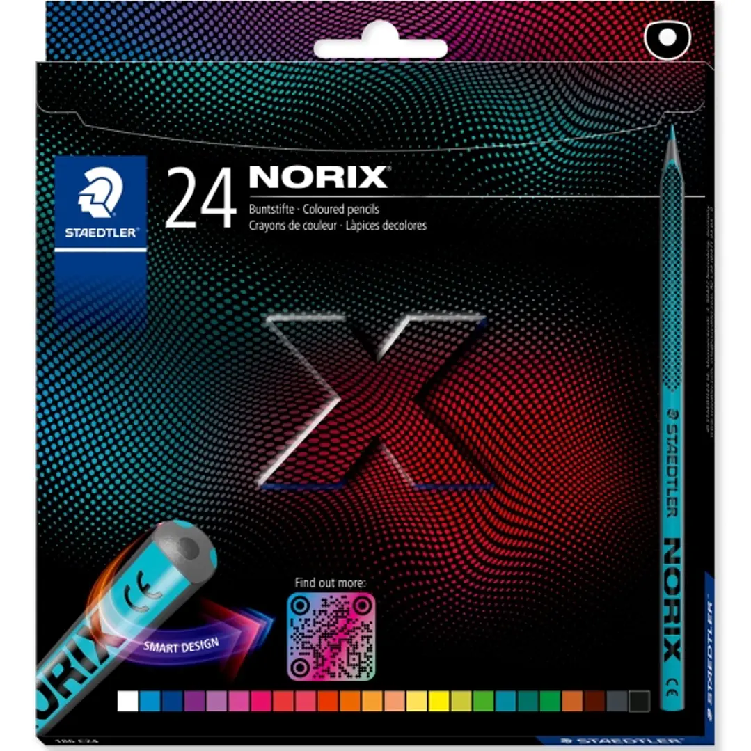 Staedtler Norix 186 Pack de 24 Lapices de Colores HB - Madera Negra - Mina de Grafito - Diseño Inteligente - Para Escribir, Dibujar y hacer Bocetos 1