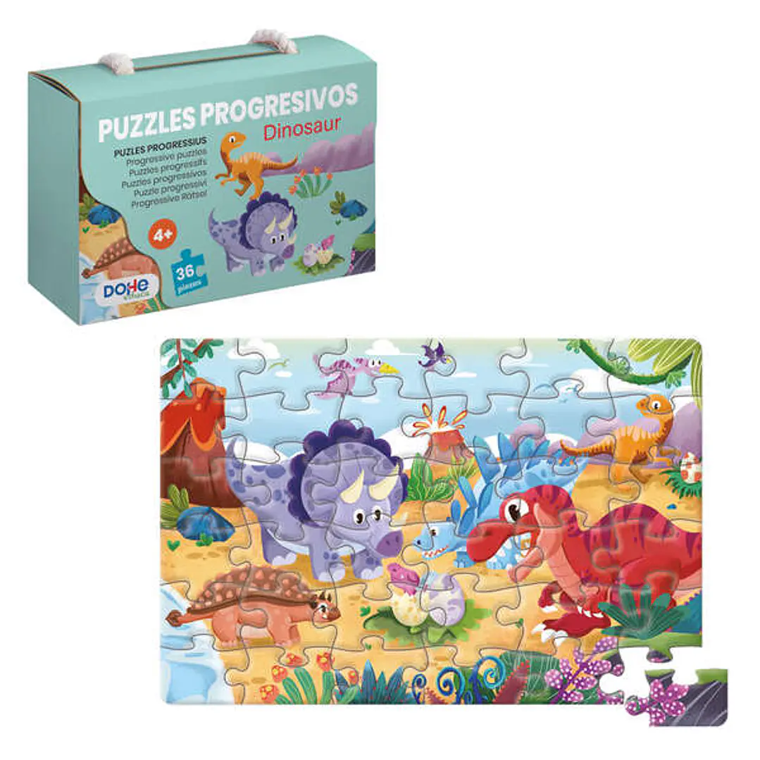 Dohe Puzzle Infantil de 36 Piezas - Tematica Dinosaurios - Doble Capa de Carton y Contrachapado - Estimula la Imaginacion 1