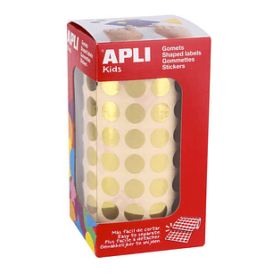 Apli Gomets Redondos de Ø 10.5mm en Oro Metalizado - 59 Hojas Pretroqueladas - 5192 Gomets por Rollo - Ideal para Actividades Infantiles - Cumple con 