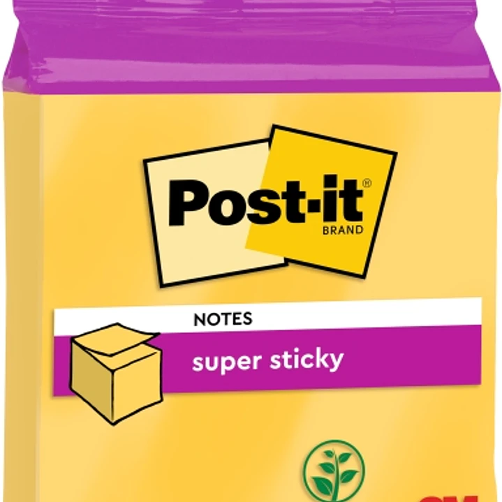 Post-It Super Sticky Cubo de 270 Notas Adhesivas Reposicionables - Forma Cuadrada - 76x76mm - Color Amarillo 1