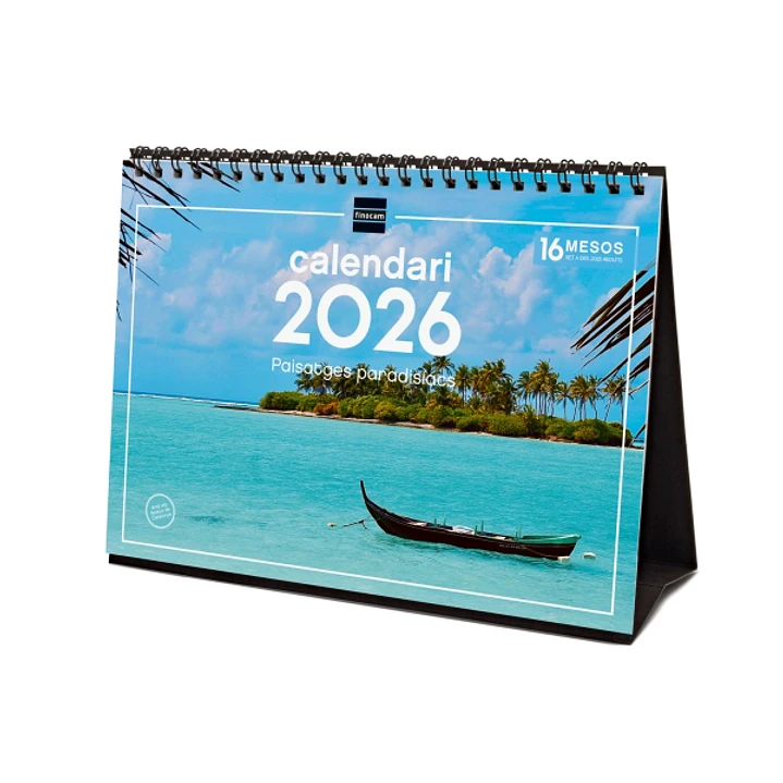 Finocam Calendario de Sobremesa en Catalan - Anual 2026 - Imagenes Variadas - Espacio para Escribir - Tematica de Paisajes 1