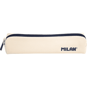 Milan Serie 1918 Estuche Mini Redondo - Tejido Resistente a las Roturas y Rasgaduras - Medidas 20,5x4,5x5cm - Color Beige
