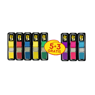 Post-It Index Pack de 8 Dispensadores con 35 Marcadores de Indice Reposicionables - Forma Rectangular - Colores Surtidos