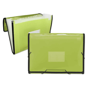 Ingraf Carpeta Frame Fuelle 13 Departamentos Tamaño A4 - Polipropileno Translucido - Gomas y Solapas - Color Verde
