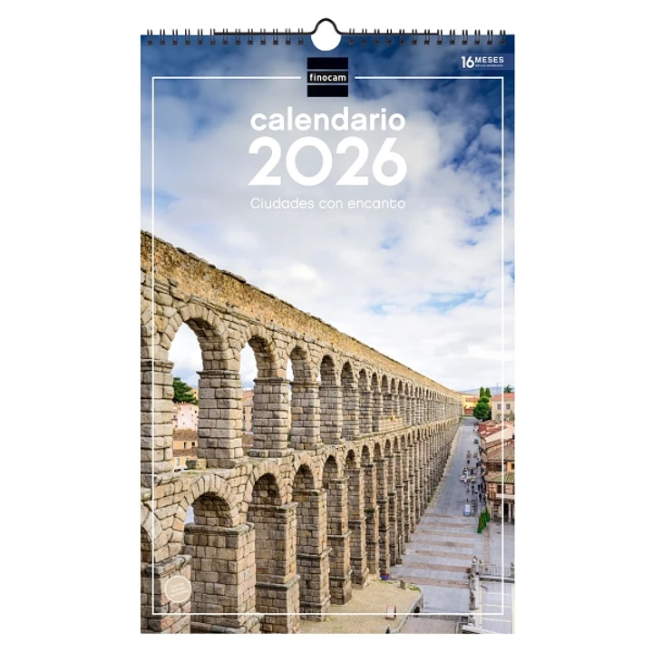 Finocam Calendario de Pared - Anual 2026 - Imagenes Variadas - con Espiral - Espacio para Escribir - Tematica de Ciudades y Pueblos 1
