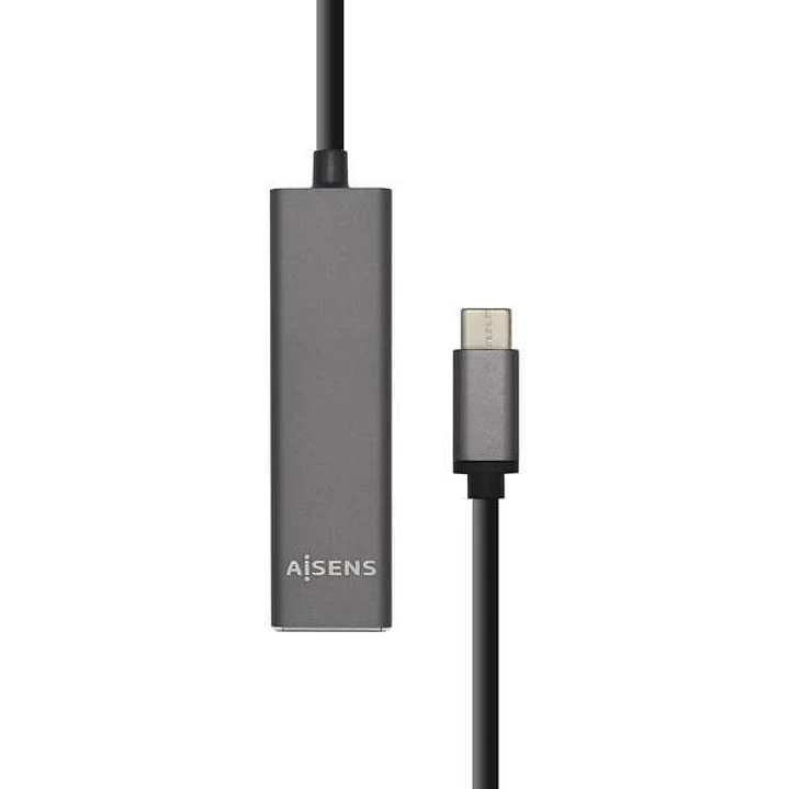 Aisens HUB USB 3.1 USB-C - USB-C Macho a 4xTipo A Hembra - 15cm - Color Gris 1