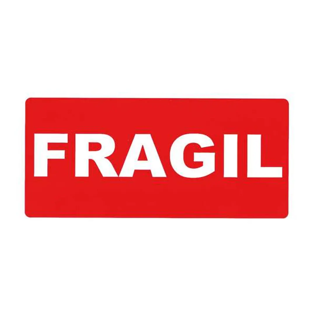 Apli Rollo de 200 Etiquetas de Señalizacion FRAGIL 100x50mm - Adhesivo Permanentes - Letras Blancas sobre Fondo Rojo 1