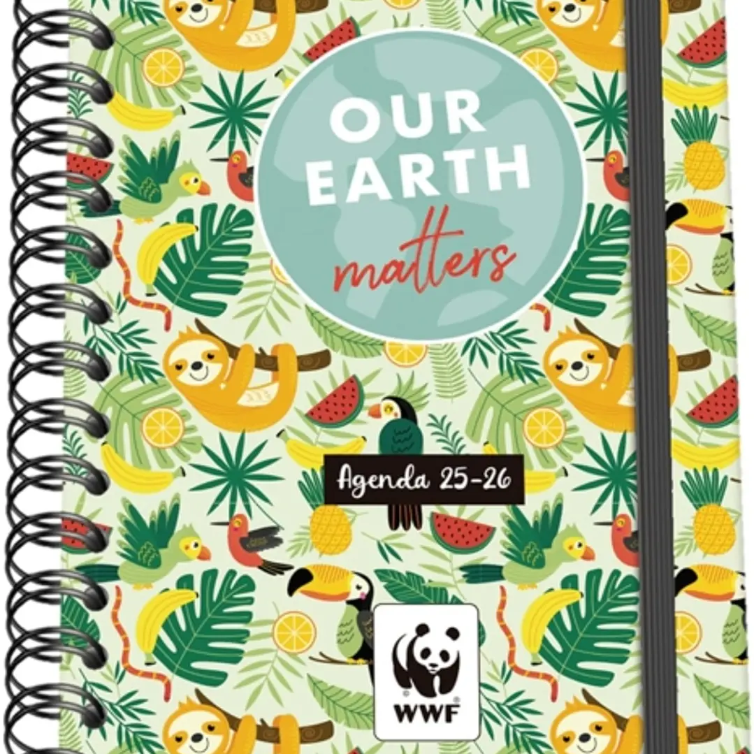 Dohe WWF Tropic Agenda Escolar 25/26 Espiral Wireo A5 - Semana Vista - Papel 80g/m2 - 4 Hojas de Pegatinas - Cubierta de Carton Plastificado - Cierre 1