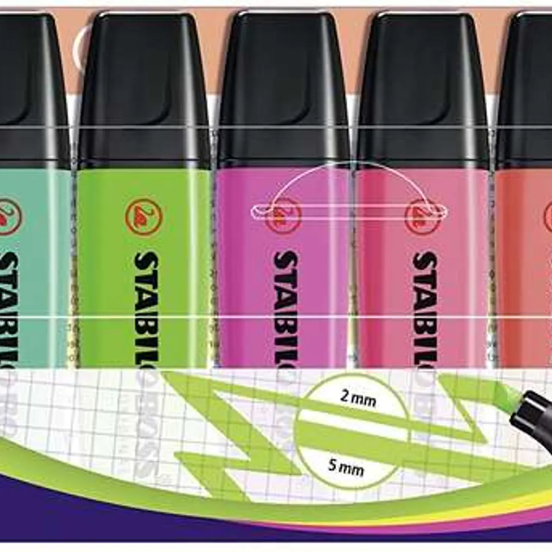 Stabilo Boss 70 Pack de 8 Marcadores Fluorescentes - Trazo entre 2 y 5mm - Recargable - Tinta con Base de Agua - Colores Surtidos 1