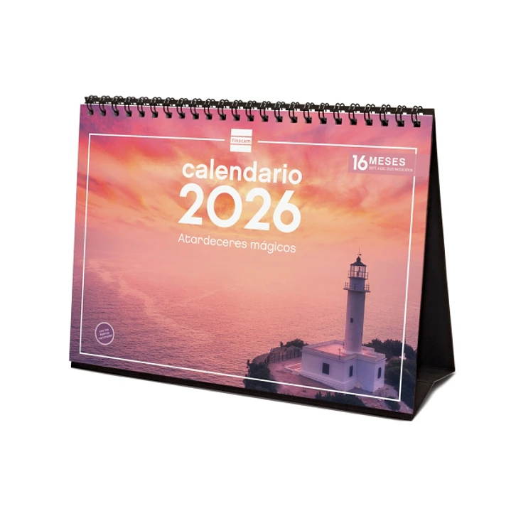 Finocam Calendario de Sobremesa - Anual 2026 - Imagenes Variadas - Espacio para Escribir - Tematica de Atardeceres Magicos 1