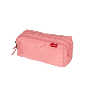 Enri Estuche Portatodo con 3 Compartimentos - Cierres de Cremallera - Fabricado en Poliester - Color Rosa