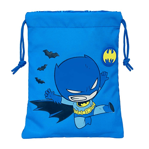 Safta Batman Preescolar Saco Plano - Cierre con Cordon - 1L - Material Resistente - Compacto y Portatil - Divertido y Llamativo - 200x250mm - Color Az