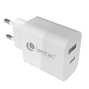 Leotec Cargador Universal 20W - 1USB-C PD + 1USB-A - Color Blanco