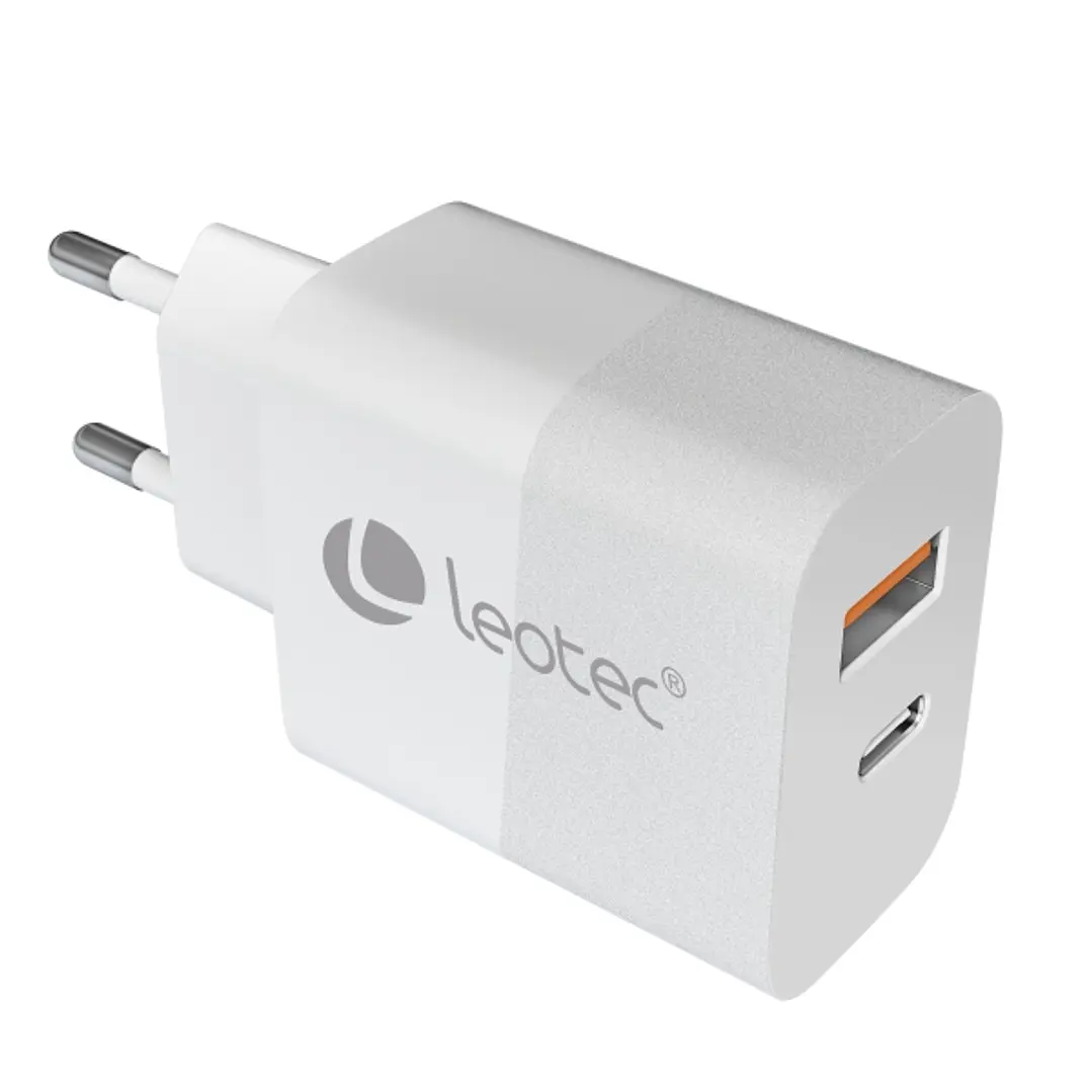Leotec Cargador Universal 20W - 1USB-C PD + 1USB-A - Color Blanco 1