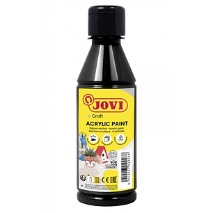 Jovi Jovidecor Acryl Pintura Acrilica Satinada - Alto Poder Cubriente - Facil Aplicacion - Resistente al Agua y Jabon - Color Negro