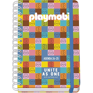 Dohe Playmobil Unite As One Agenda Escolar 25/26 Espiral Wireo A5 - Semana Vista - Papel 80g/m2 - 4 Hojas de Pegatinas - Cubierta de Carton Plastific
