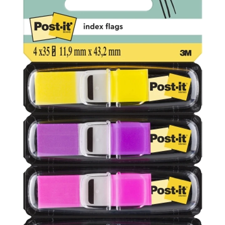 Post-It Index Pack de 4 Dispensadores con 35 Marcadores de Indice Reposicionables - Forma Rectangular - Colores Surtidos 1