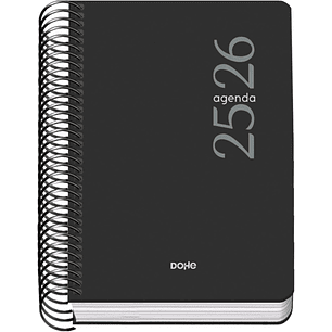 Dohe Esencial Agenda Escolar 25/26 Espiral A6 - Dia Pagina - Papel 70g/m2 - Cubierta en Polipropileno - Color Negro