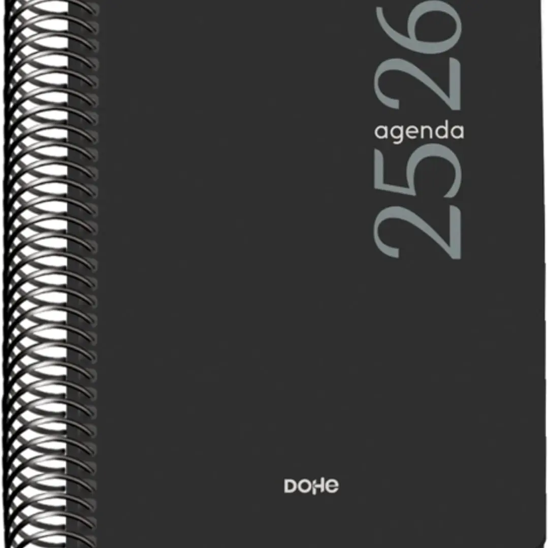 Dohe Esencial Agenda Escolar 25/26 Espiral A6 - Dia Pagina - Papel 70g/m2 - Cubierta en Polipropileno - Color Negro 1