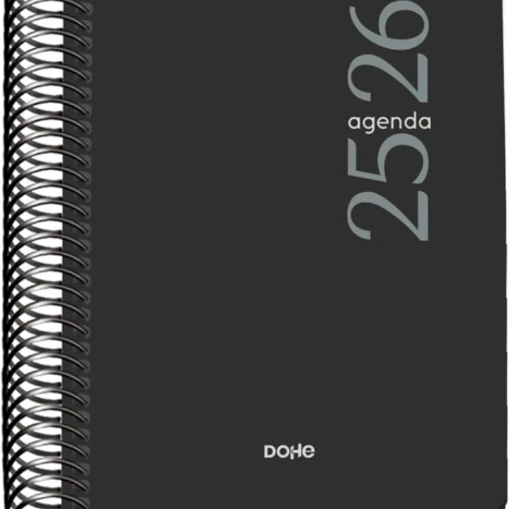 Dohe Esencial Agenda Escolar 25/26 Espiral A6 - Dia Pagina - Papel 70g/m2 - Cubierta en Polipropileno - Color Negro 1