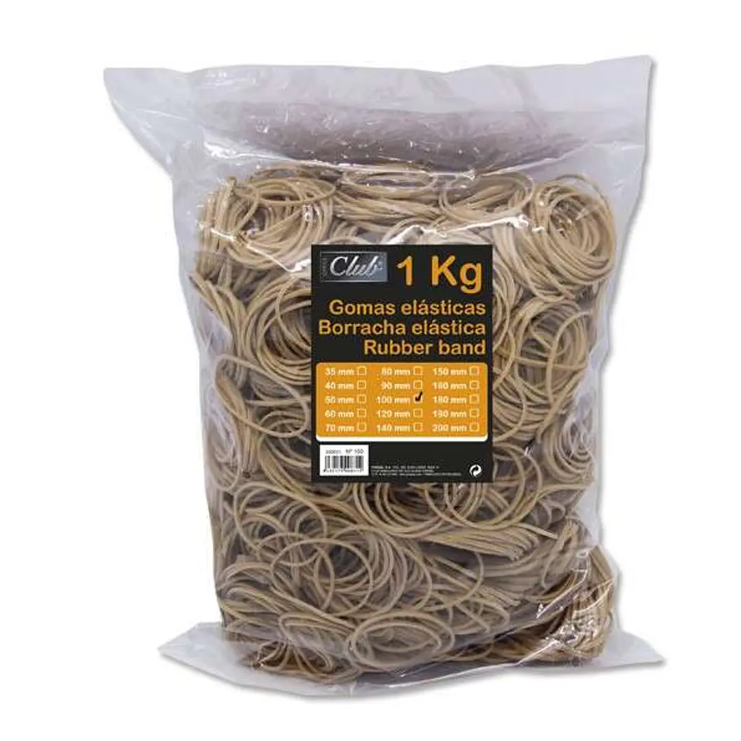 Office Bolsa de 1kg de Gomas Elasticas 100mm - Alta Calidad - Color Marron 1