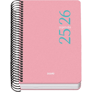 Dohe Esencial Agenda Escolar 25/26 Espiral A6 - Dia Pagina - Papel 70g/m2 - Cubierta en Polipropileno - Color Rosa