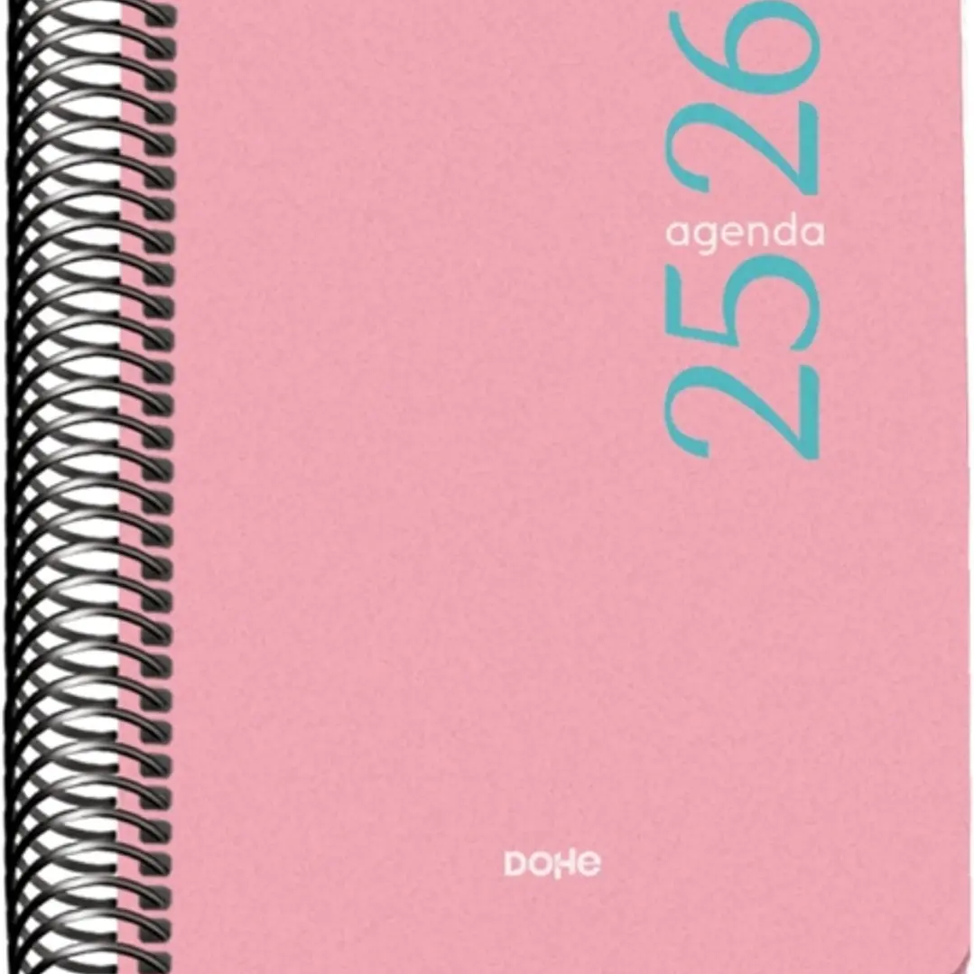 Dohe Esencial Agenda Escolar 25/26 Espiral A6 - Dia Pagina - Papel 70g/m2 - Cubierta en Polipropileno - Color Rosa 1