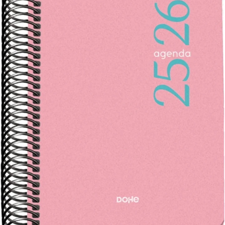Dohe Esencial Agenda Escolar 25/26 Espiral A6 - Dia Pagina - Papel 70g/m2 - Cubierta en Polipropileno - Color Rosa 1