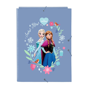 Safta Frozen Carpeta con 3 Solapas - Tapas Duras Forradas - Formato Folio - Cierre con Gomas - Durabilidad y Proteccion - 260x25x335mm - Color Azul