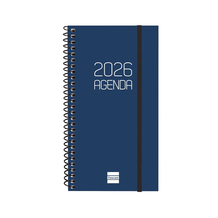 Finocam Opaque Agenda de Espiral en Catalan - Anual 2026 - Tapa Ligera - Cierre con Goma Elastica - Formato E9 - 100x14x171mm - Semana Vista Horizonta 1