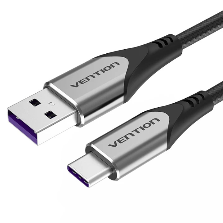 Vention Cable USB-A 2.0 a USB-C 2.0 5A 100W - 1.5m - Trenzado - Color Gris 1