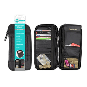 Lagart Portadocumentos de Viaje - Compartimentos para Tarjetas, Monedas, Pasaporte, Billetes etc... Color Negro