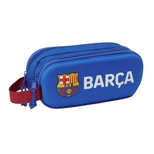 Safta F.C. Barcelona Estuche Portatodo 3D - 2 Compartimentos - Asa de Mano - 21x8x6cm - Color Azul