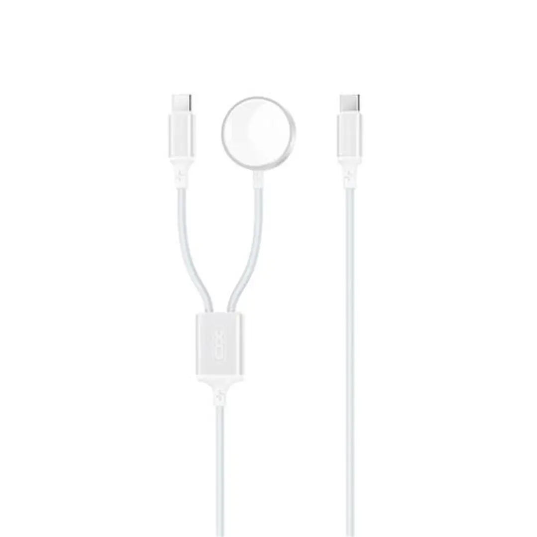XO Cable USB 2 en 1 - 60W - Tipo C + Carga Magnetica Apple Watch - 1 Metro - Color Blanco 1