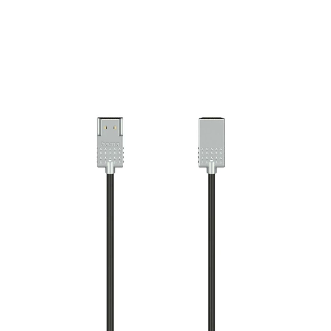 Hama Essential Cable HDMI 4K Macho - Longitud 1m - Soporta ARC - Ethernet - Velocidad hasta 18Gbps - Blindaje Completo - Color Negro y Plata 1