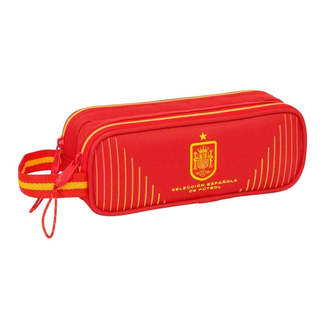 Safta Seleccion Española de Futbol Portatodo - 2 Compartimentos con Cremalleras - Asa Lateral - 1L - 210x60x80mm - Color Rojo 1