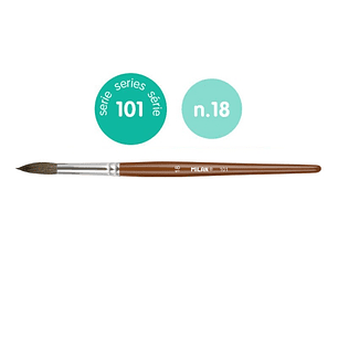 Milan 101 Pack de 6 Pinceles Escolares Redondos Numero 18 - Bolsa con Colgador - Pelo de Cabra y Sintetico - Color Madera Oscuro