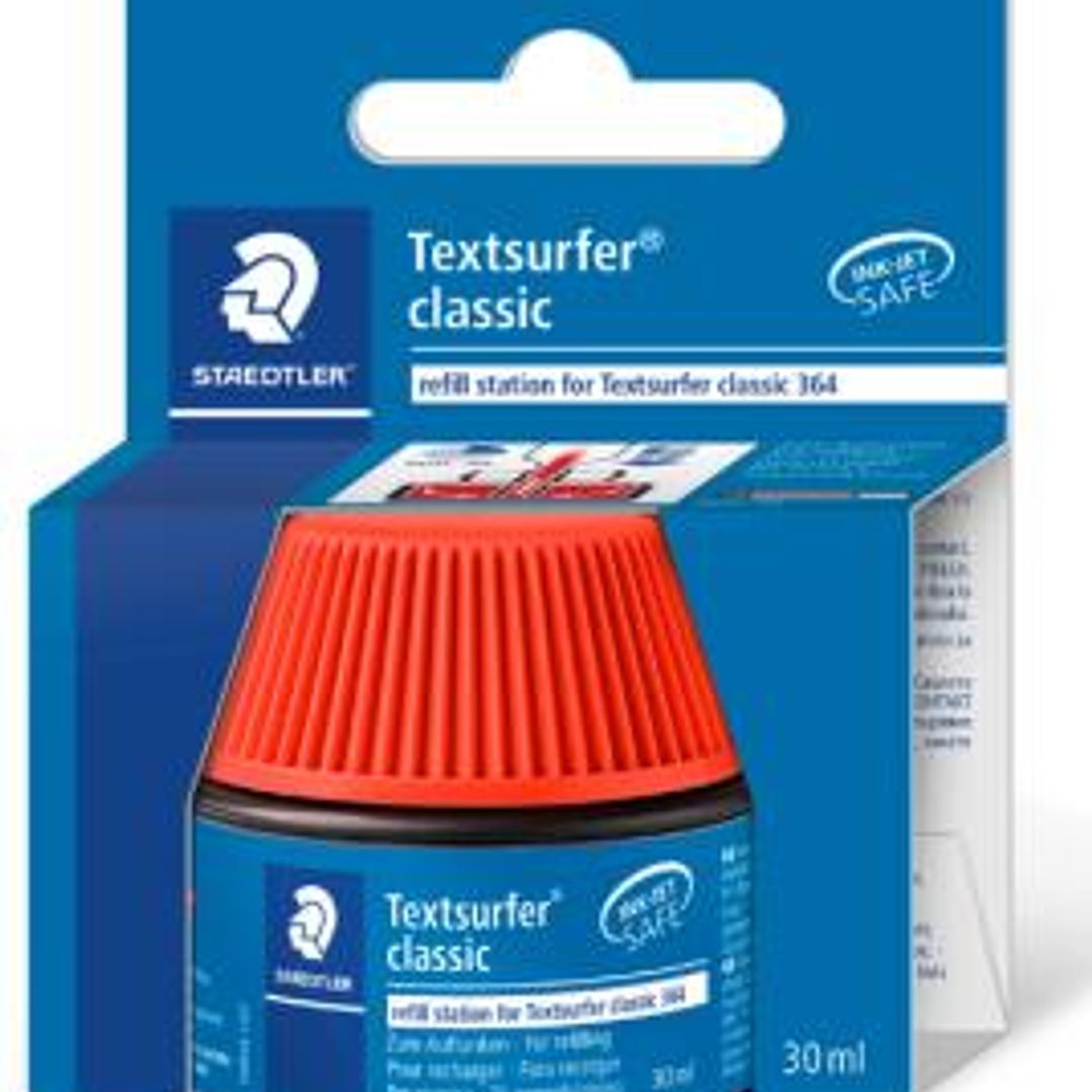 Staedtler Bote de Tinta para Recarga Marcador Textsurfer 364 - Capacidad 30ml - Color Rojo 1