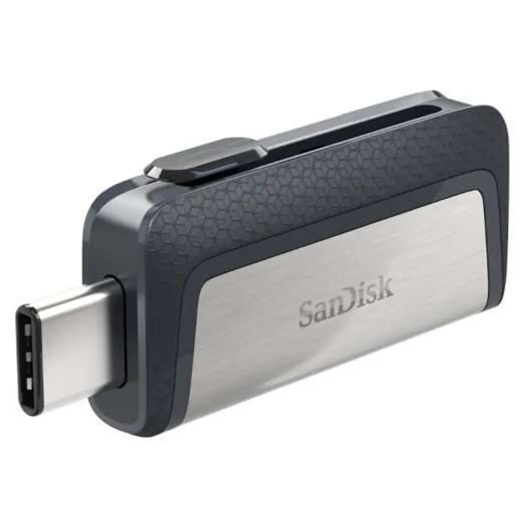 Sandisk Ultra Dual Memoria USB-C y USB-A 32GB - Hasta 150MB/s de Lectura - Diseño Metalico - Color Acero/Negro (Pendrive) 1