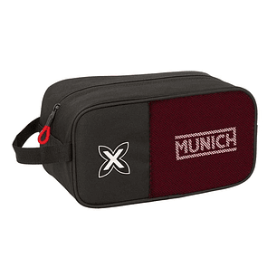 Safta Munich Vulcan Zapatillero - Asa Lateral - 6L - Facil Transporte - 290x140x150mm - Color Negro y Rojo