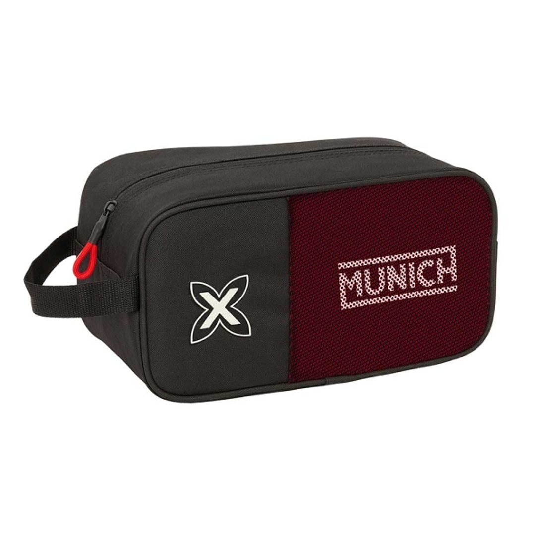 Safta Munich Vulcan Zapatillero - Asa Lateral - 6L - Facil Transporte - 290x140x150mm - Color Negro y Rojo 1