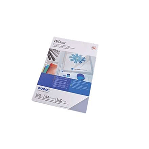 GBC HiClear Paquete de 100 Portadas de Encuadernar A4 - 180 Micras - Transparentes