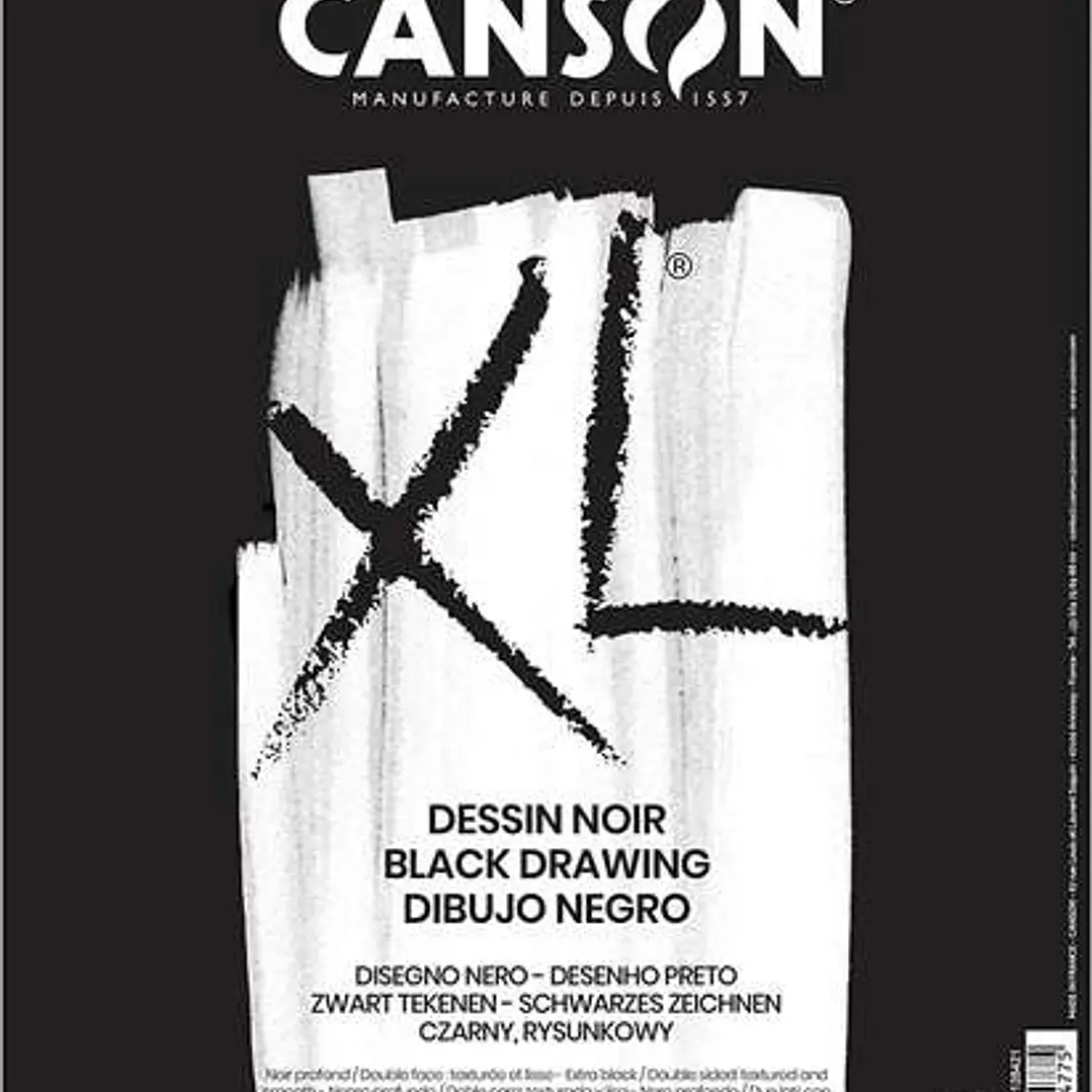 Canson XL Black Bloc de 40 Hojas A4 150g - Grano Fino - Espiral Microperforado - Color Negro 1