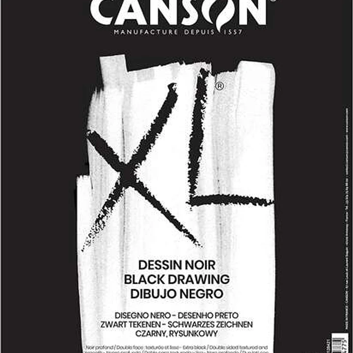 Canson XL Black Bloc de 40 Hojas A4 150g - Grano Fino - Espiral Microperforado - Color Negro 1