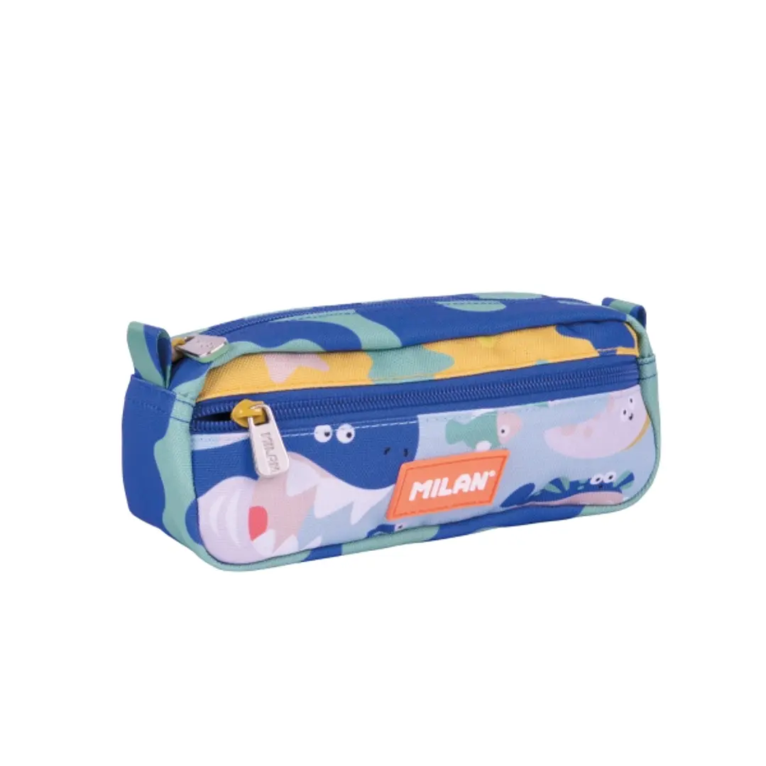 Milan Blue Odyssey Estuche Portatodo - Rectangular - 2 Cremalleras - 21x8.5x6.1cm - Multicolor 1