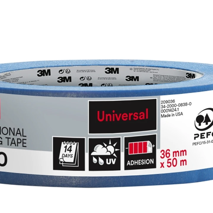 3M Cinta de Enmascarar Profesional - Multisuperficie - 36mm x 50m - 100% PEFC - Color Azul 1
