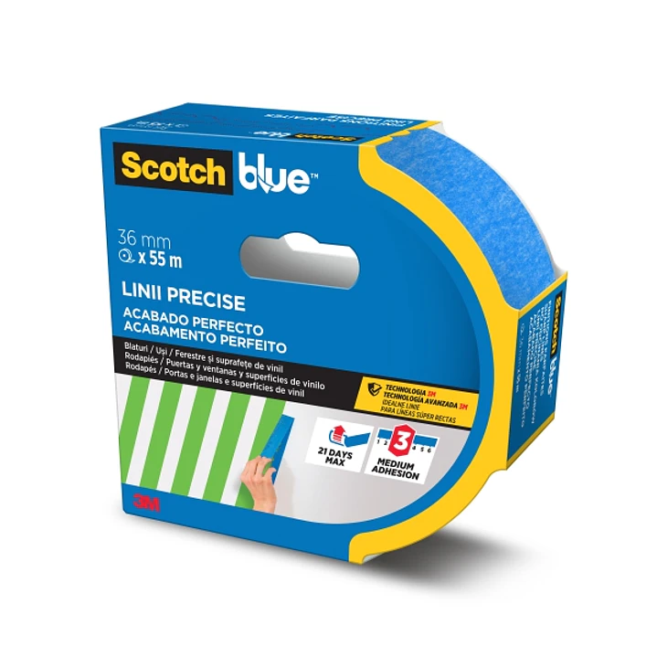 Scotchblue Cinta de Enmascarar para Lineas Precisas - 36mm x 55m - 100% PEFC - Color Azul 1