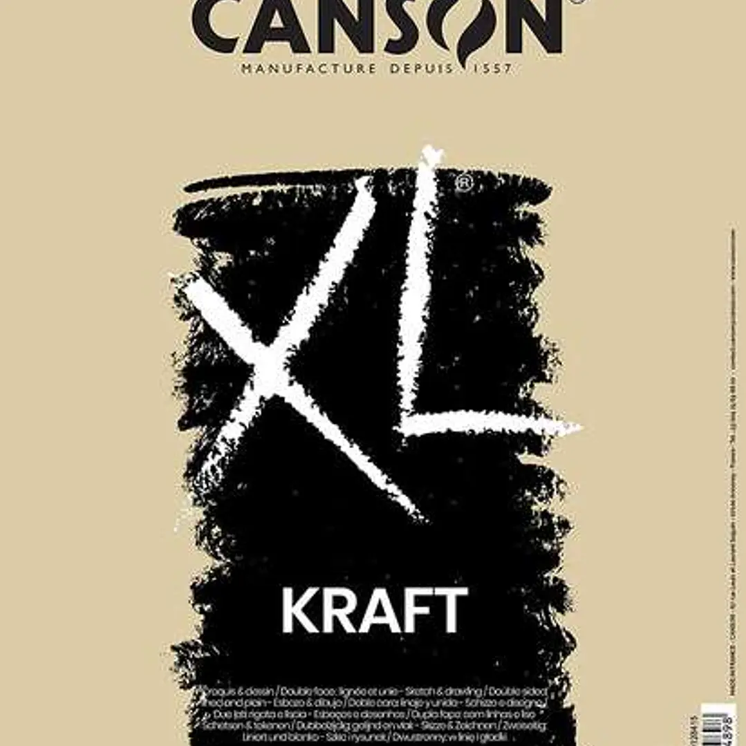 Canson XL Kraft Rayado Bloc de Dibujo con 60 Hojas A4 - Espiral Microperforado - 21x29.7cm - 90g - Color Beige 1